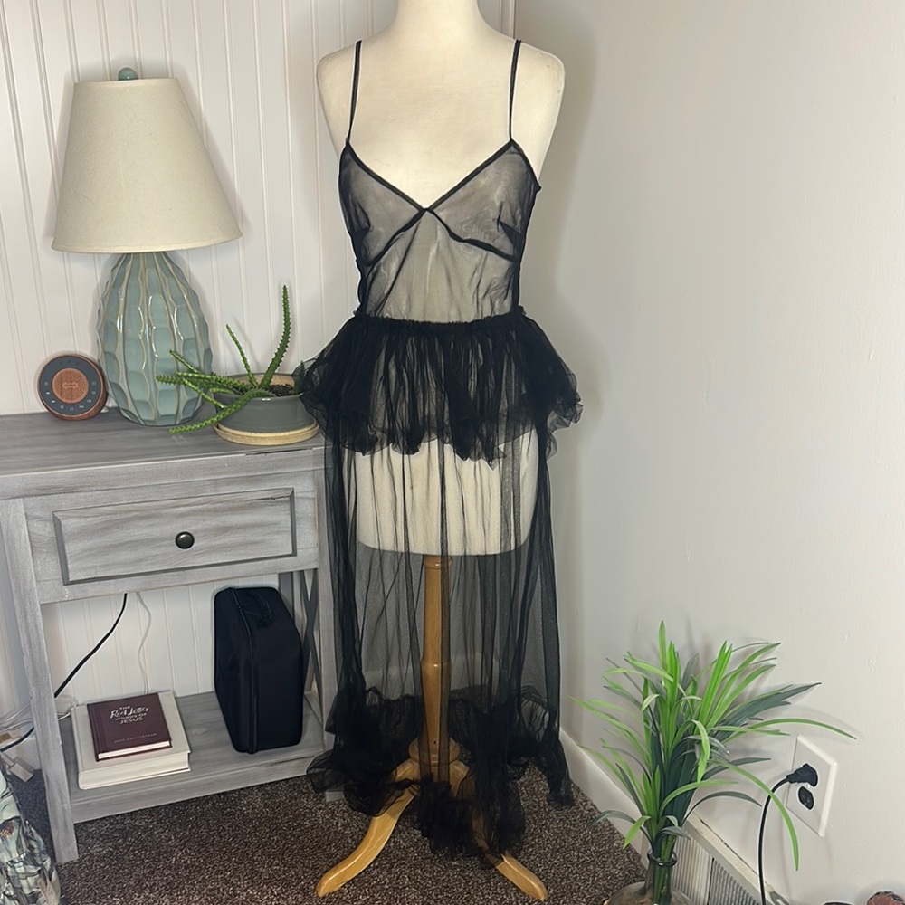 Elegant Black Sheer Maxi Dress